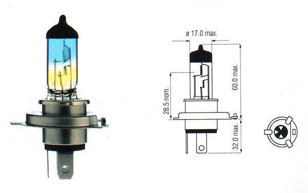 Halogen Bulb H4 P43t Rainbow 12V 60/55W | Standard Car ... h4 headlight wiring upgrade 