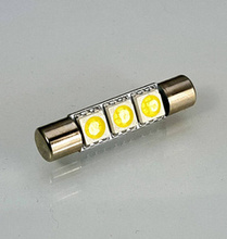 Car Interior (Vanity mirror) Festoon LED Bulb 3x SMD-5050 Flat Slim 28-31mm SV5.5 WHITE